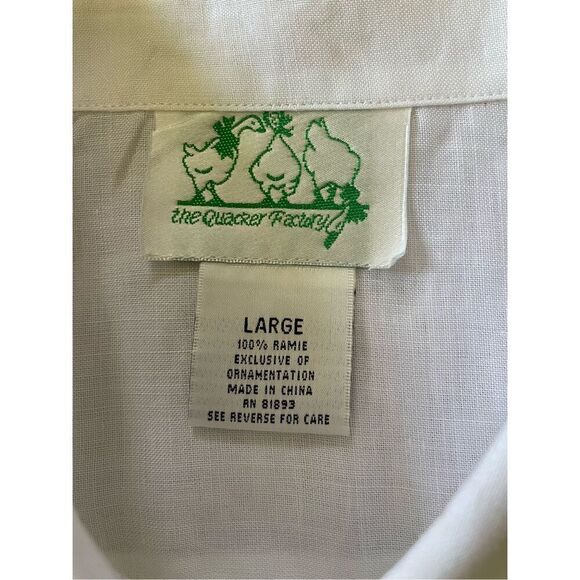 LT White Button Down Embroidered Cherry Fruit Beaded Long Sleeve Shirt Shacket - Picture 2 of 8